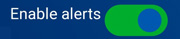 Кнопка «Enable alerts» на главном экране